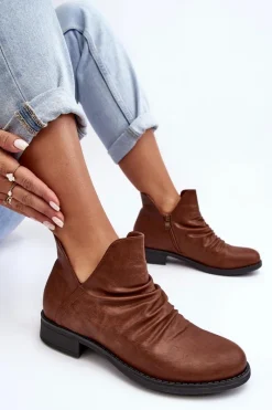 Brązowe I Beżowe Botki|Botki Płaskie><noscript><img width=