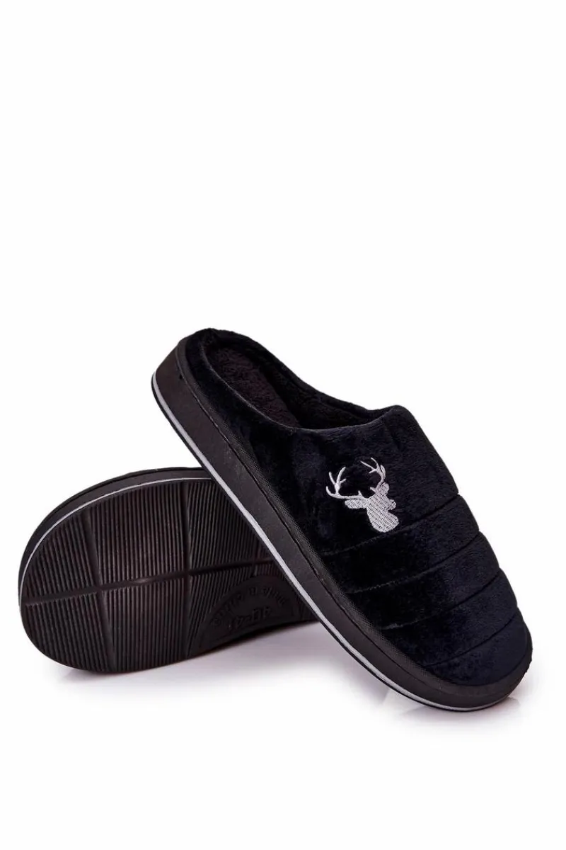 Sale Boto Ocieplane Papcie Męskie Czarne Ronny