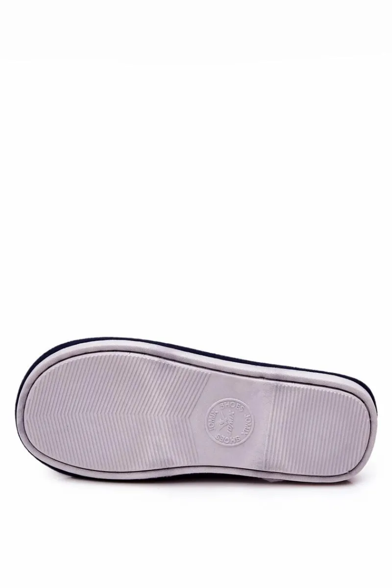 Best Ocieplane Papcie W Kratkę Granatowe Blase Męskie Papcie Męskie