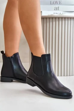 Czarne Botki|Botki Zimowe Damskie><noscript><img width=