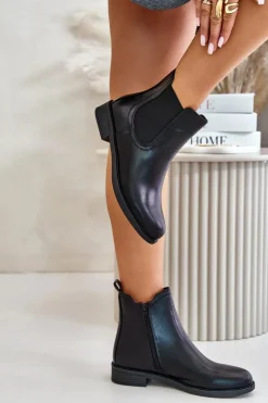 Czarne Botki|Botki Zimowe Damskie><noscript><img width=