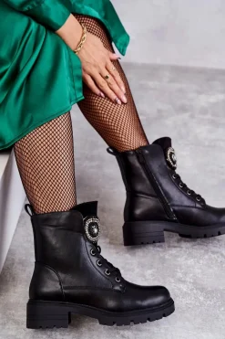 Botki Sznurowane|Czarne Botki><noscript><img width=