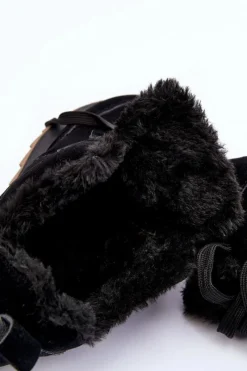 Best Ocieplane Skórzane Buty Sportowe Na Platformie Czarne Adite Damskie Sneakersy Damskie