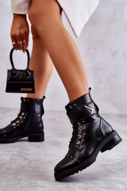 Botki Sznurowane|Czarne Botki><noscript><img width=