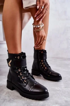 Botki Sznurowane|Czarne Botki><noscript><img width=