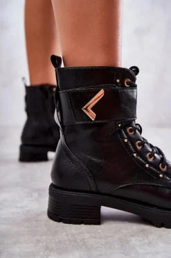 Botki Sznurowane|Czarne Botki><noscript><img width=