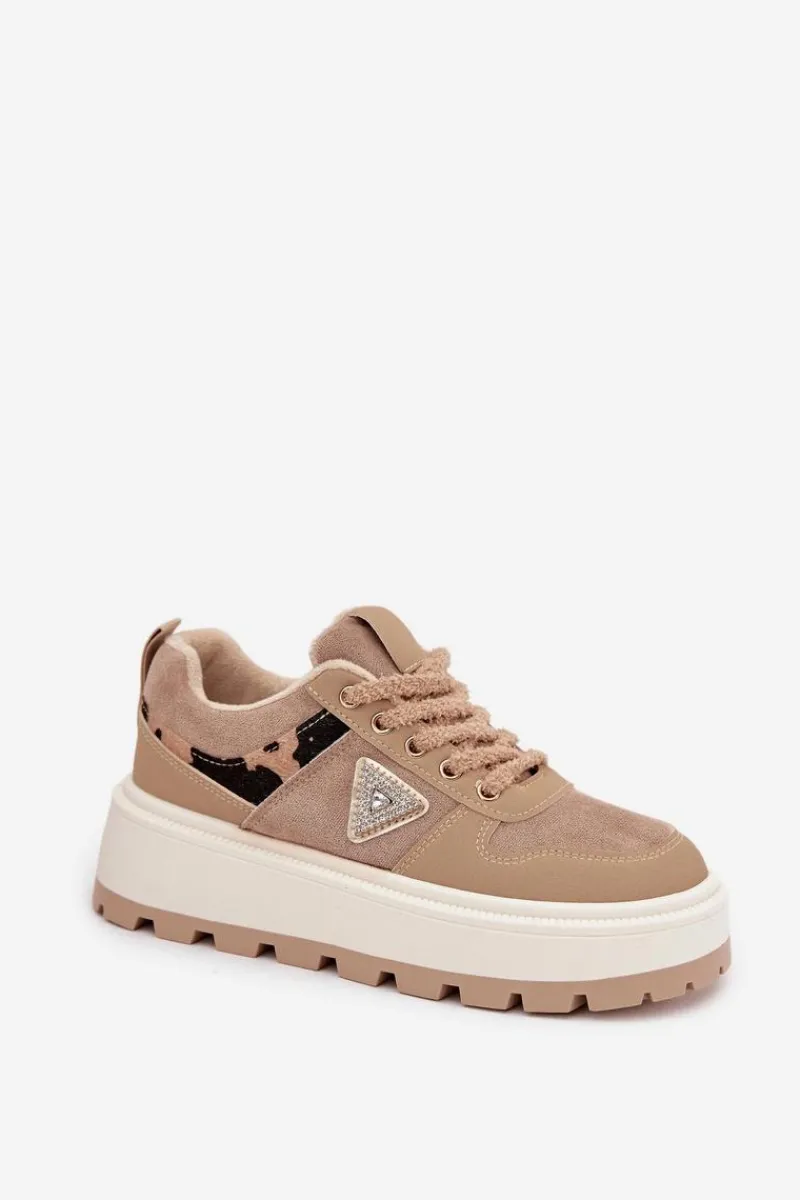 Sneakersy Damskie>Boto Ocieplane Sneakersy Damskie Na Platformie Beżowe Florinda
