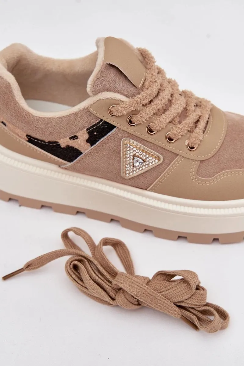 Sneakersy Damskie>Boto Ocieplane Sneakersy Damskie Na Platformie Beżowe Florinda