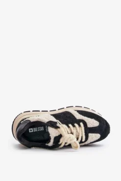 Best Ocieplane Sneakersy Damskie Skórzane Big Star OO274A318 HI-POLY SYSTEM Czarne Damskie Buty Sportowe Big Star|Sneakersy Damskie