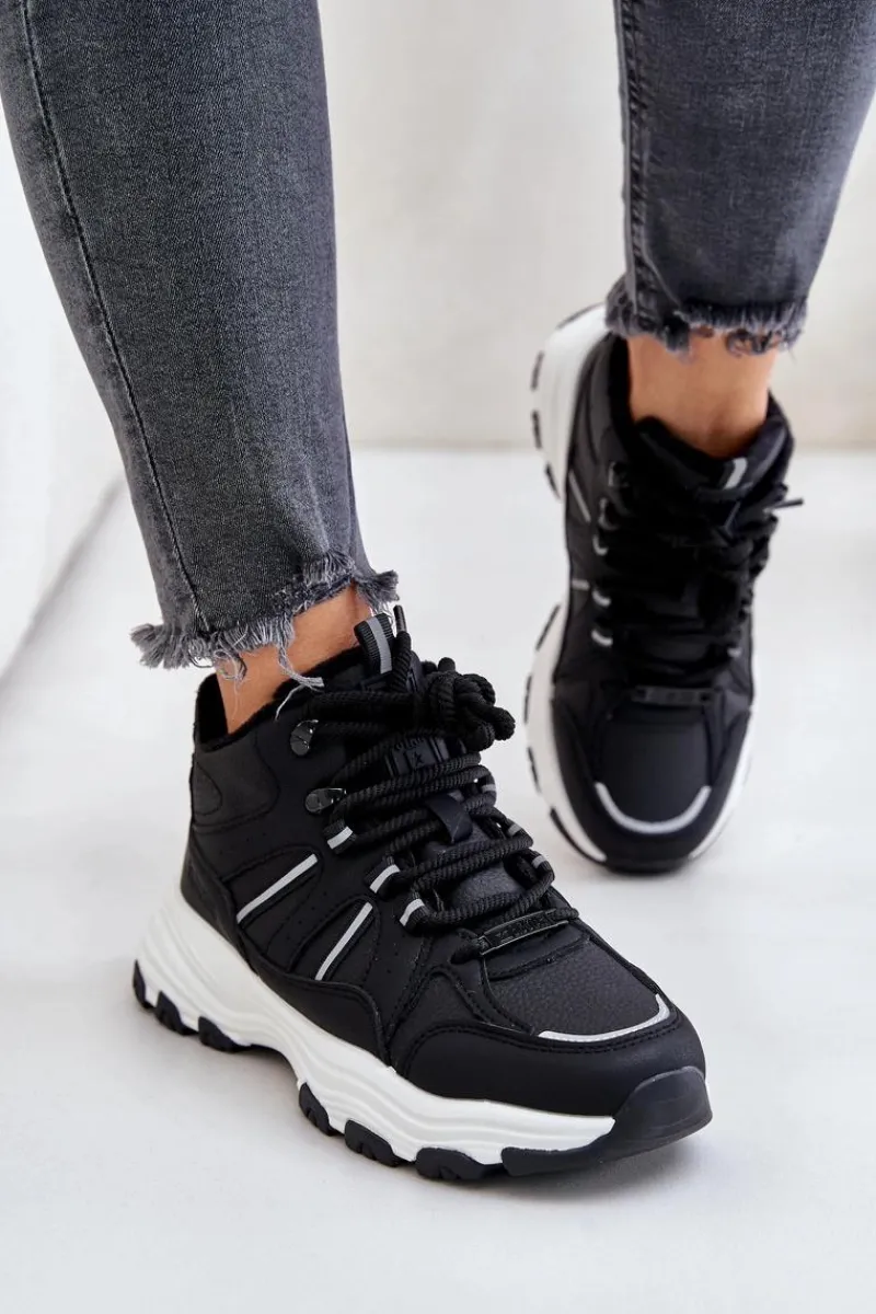 Buty Sportowe Big Star|Sneakersy Damskie>Big Star Shoes Ocieplane Sneakersy Damskie Big Star OO274A160 Czarne