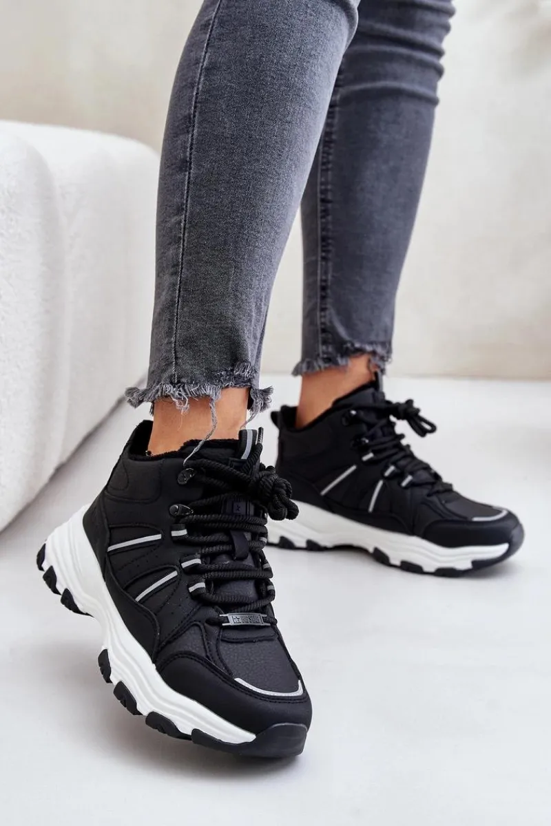 Buty Sportowe Big Star|Sneakersy Damskie>Big Star Shoes Ocieplane Sneakersy Damskie Big Star OO274A160 Czarne