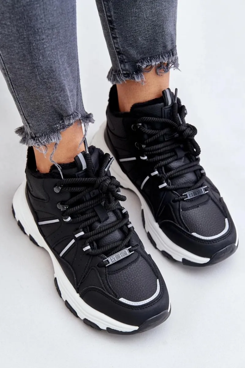 Buty Sportowe Big Star|Sneakersy Damskie>Big Star Shoes Ocieplane Sneakersy Damskie Big Star OO274A160 Czarne