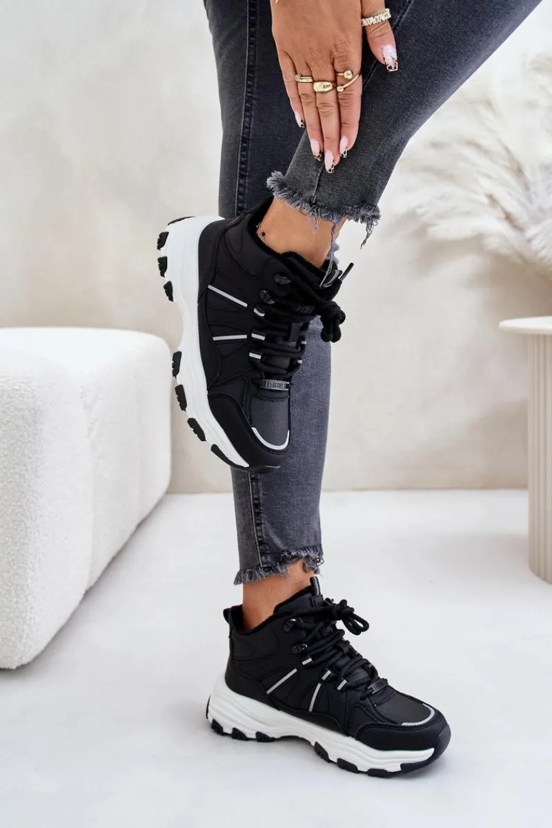 Buty Sportowe Big Star|Sneakersy Damskie>Big Star Shoes Ocieplane Sneakersy Damskie Big Star OO274A160 Czarne