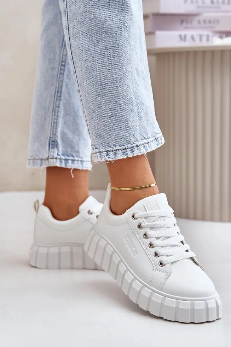 New Big Star Shoes Ocieplane Sneakersy Damskie Big Star MM274616 Białe Biały