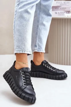 Buty Sportowe Na Platformie|Buty Sportowe Big Star>Big Star Shoes Ocieplane Sneakersy Damskie Big Star MM274617 Czarne Czarny