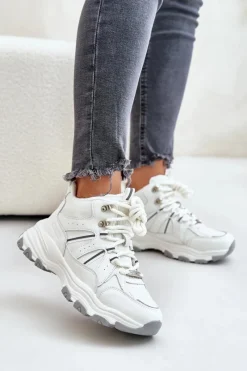 Discount Big Star Shoes Ocieplane Sneakersy Damskie Big Star OO274A161 Białe Biały