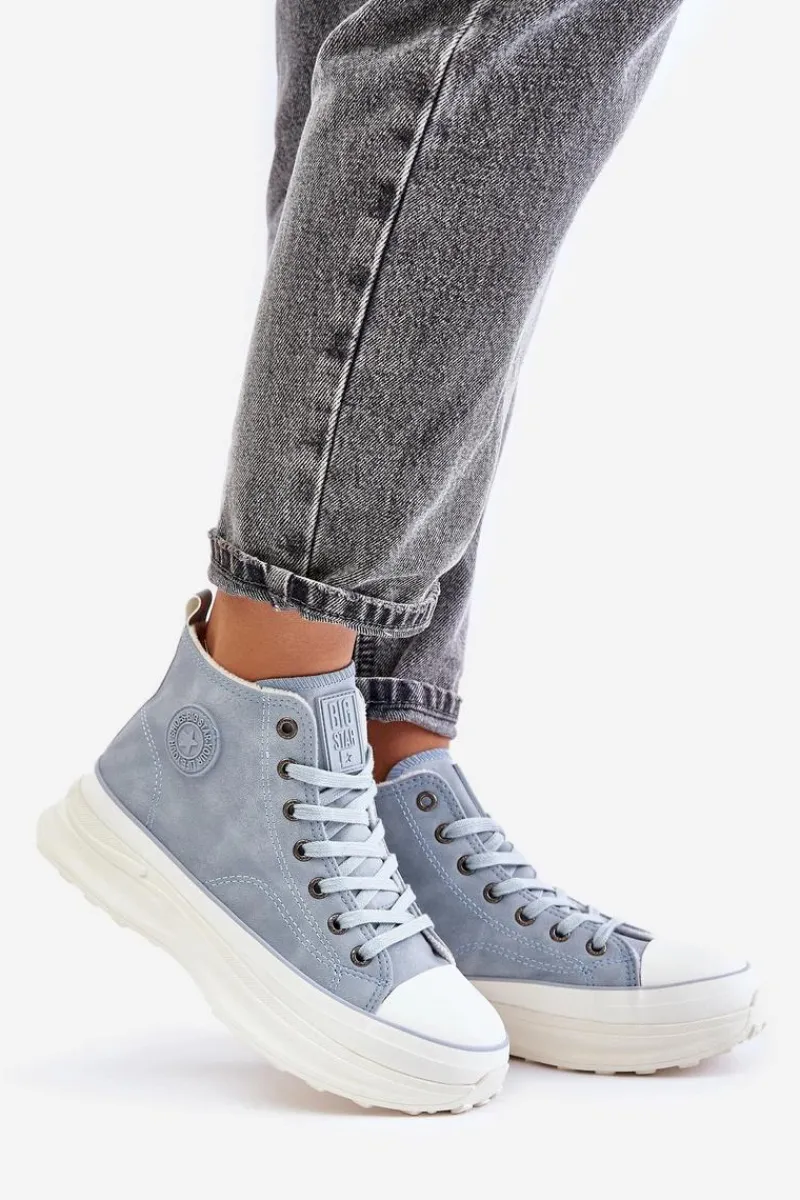 Clearance Big Star Shoes Ocieplane Trampki Damskie Na Platformie Big Star OO274072 e Niebieski