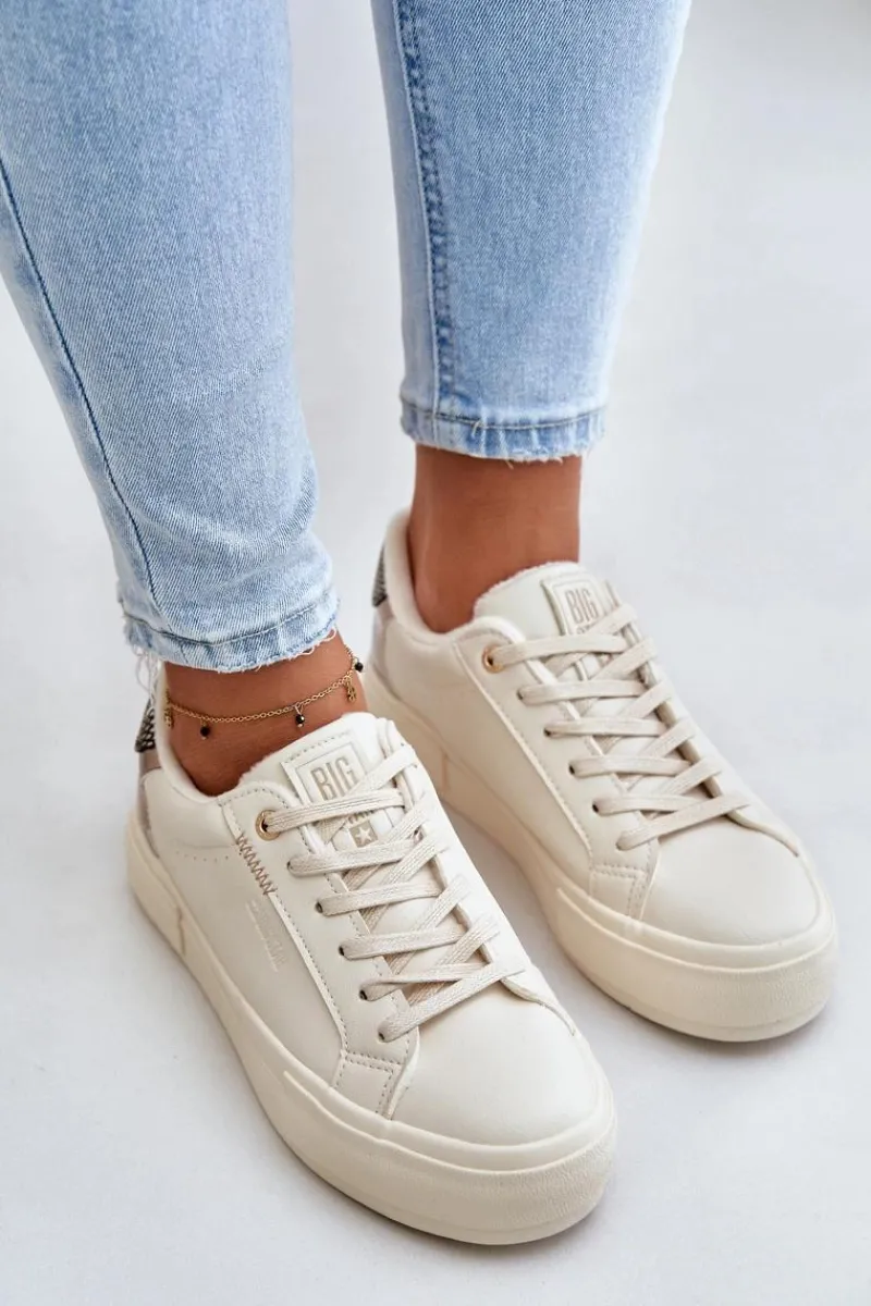 Clearance Big Star Shoes Ocieplane Trampki Damskie Na Platformie Big Star OO274A454 Beżowe Beżowy