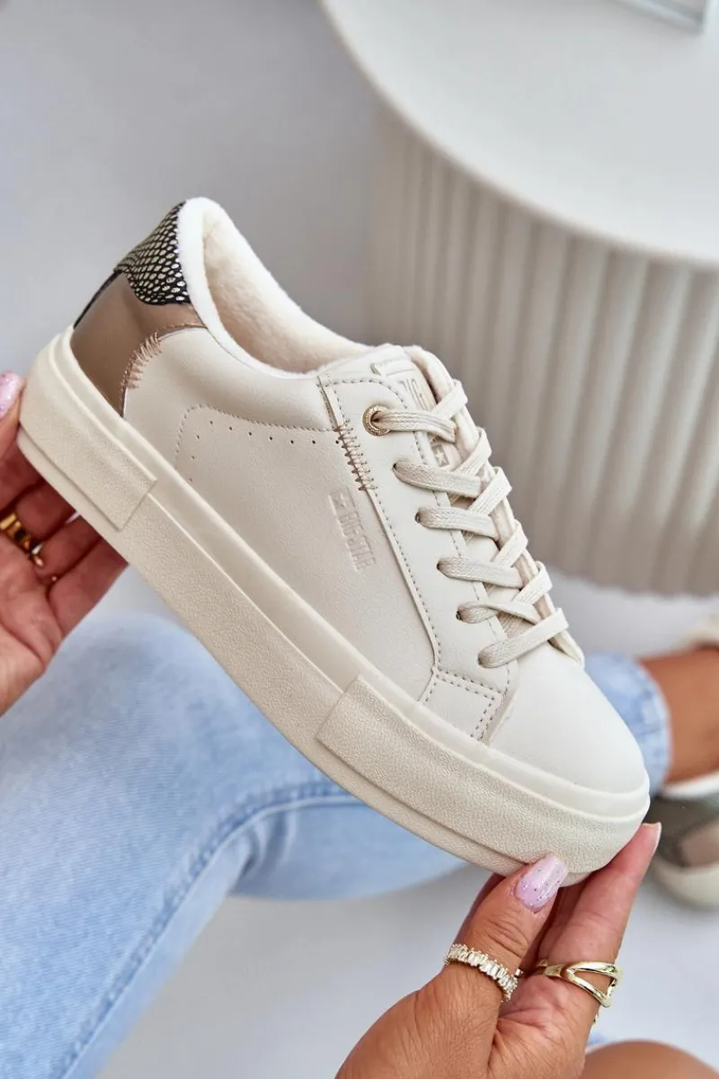 Clearance Big Star Shoes Ocieplane Trampki Damskie Na Platformie Big Star OO274A454 Beżowe Beżowy