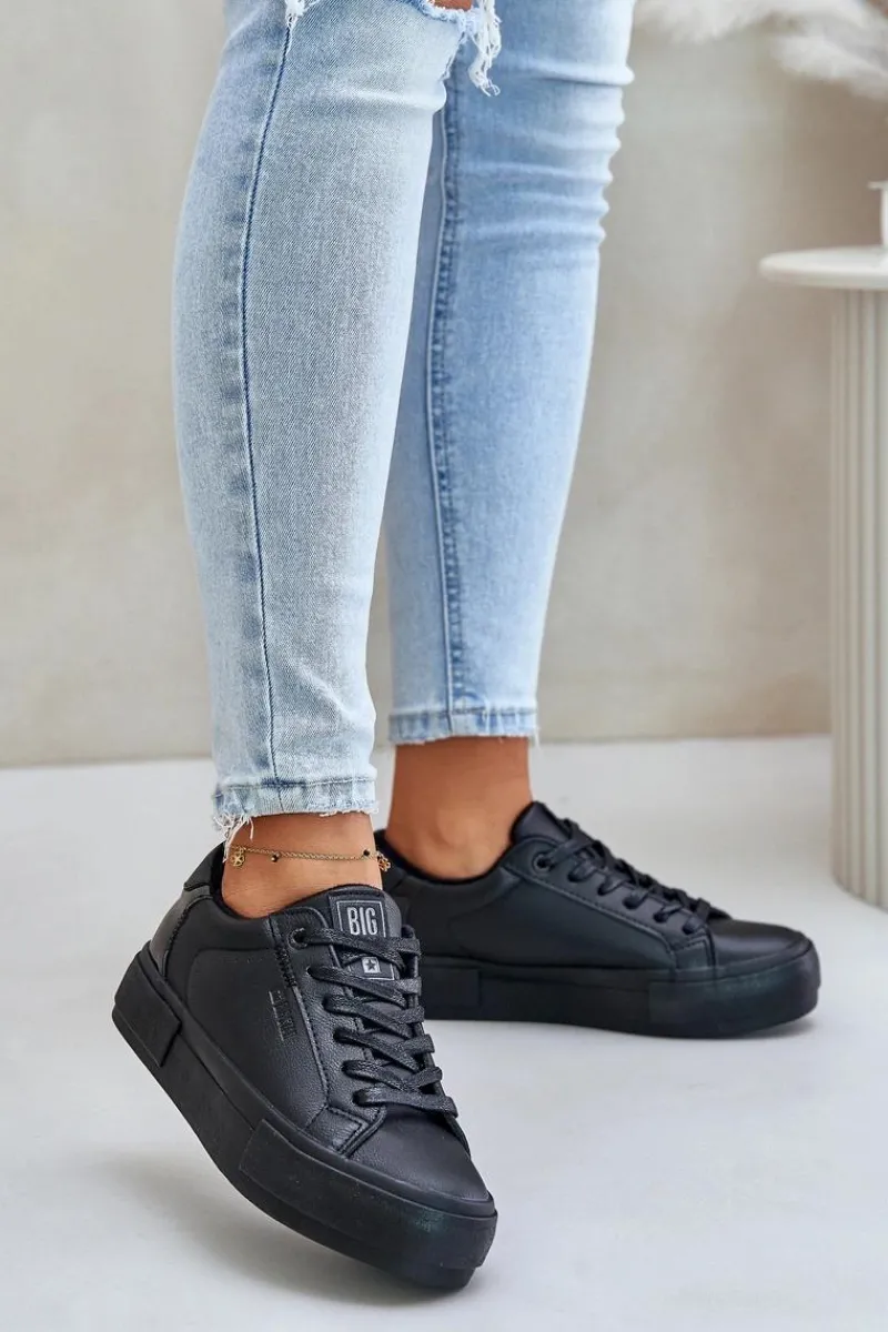 Trampki Damskie Big Star|Trampki Damskie Niskie>Big Star Shoes Ocieplane Trampki Damskie Na Platformie Big Star OO274A555 Czarne