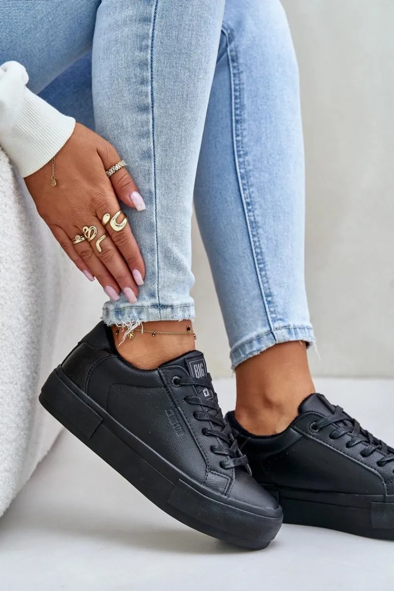 Trampki Damskie Big Star|Trampki Damskie Niskie>Big Star Shoes Ocieplane Trampki Damskie Na Platformie Big Star OO274A555 Czarne
