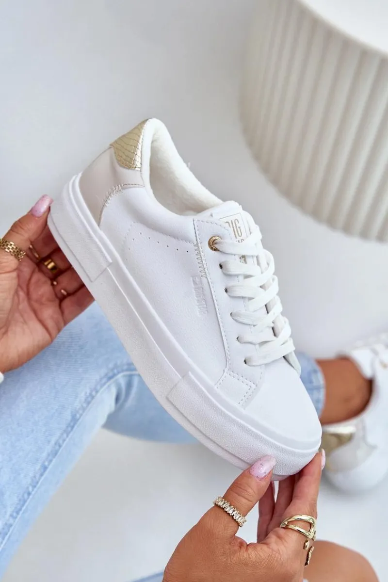 Best Ocieplane Trampki Damskie Na Platformie Big Star OO274A452 Białe Damskie Trampki Damskie Big Star|Trampki Damskie Niskie