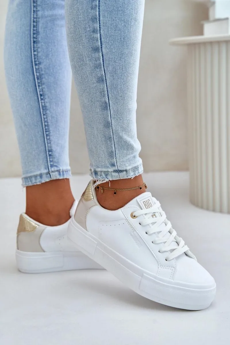 Best Ocieplane Trampki Damskie Na Platformie Big Star OO274A452 Białe Damskie Trampki Damskie Big Star|Trampki Damskie Niskie