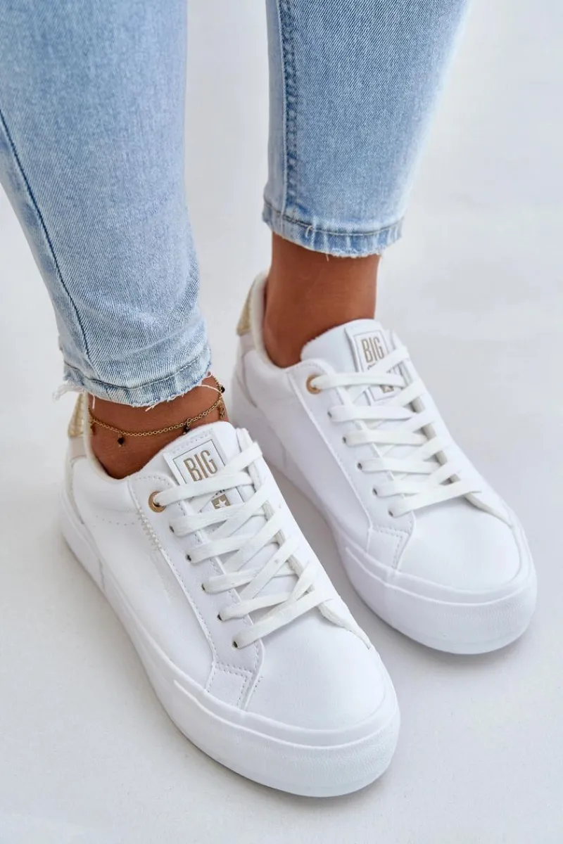 Best Ocieplane Trampki Damskie Na Platformie Big Star OO274A452 Białe Damskie Trampki Damskie Big Star|Trampki Damskie Niskie