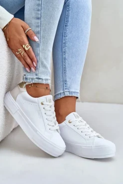 Best Ocieplane Trampki Damskie Na Platformie Big Star OO274A452 Białe Damskie Trampki Damskie Big Star|Trampki Damskie Niskie