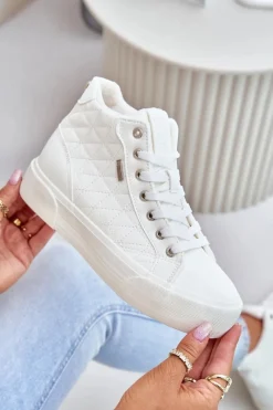 Hot Big Star Shoes Ocieplane Trampki Damskie Z Przeszyciami Big Star OO274A479 Białe Biały