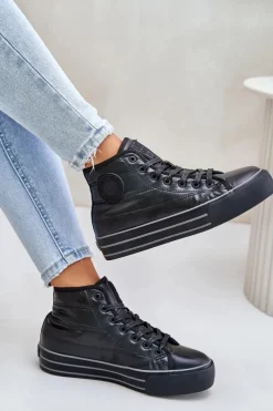Clearance Ocieplane Trampki Damskie Na Platformie OO274A471 Czarne Damskie Trampki Damskie Big Star|Trampki Damskie Wysokie