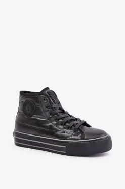 Clearance Ocieplane Trampki Damskie Na Platformie OO274A471 Czarne Damskie Trampki Damskie Big Star|Trampki Damskie Wysokie