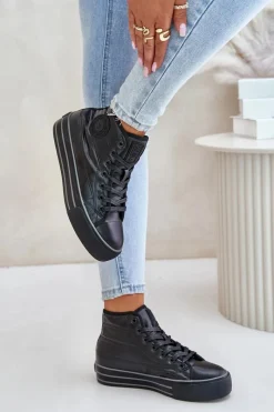 Clearance Ocieplane Trampki Damskie Na Platformie OO274A471 Czarne Damskie Trampki Damskie Big Star|Trampki Damskie Wysokie