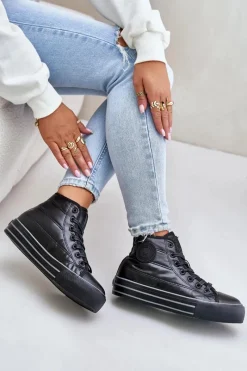 Clearance Ocieplane Trampki Damskie Na Platformie OO274A471 Czarne Damskie Trampki Damskie Big Star|Trampki Damskie Wysokie