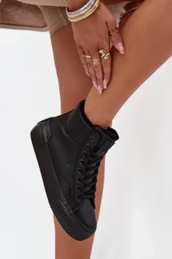 Trampki Ocieplane|Trampki Damskie Big Star>Big Star Shoes Ocieplane Trampki Damskie Na Platformie Big Star OO274796 Czarne