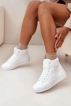 Best Ocieplane Trampki Damskie Na Platformie Big Star OO274794 Białe Damskie Trampki Ocieplane|Trampki Damskie Big Star