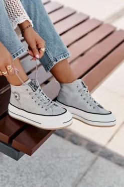 Best Big Star Shoes Ocieplane Trampki Damskie Na Platformie Eko Skórzane Big Star OO274069 e Niebieski