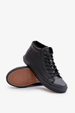 Big Star Shoes Ocieplane Trampki Męskie Z Eko Skóry Big Star OO174607 Czarne