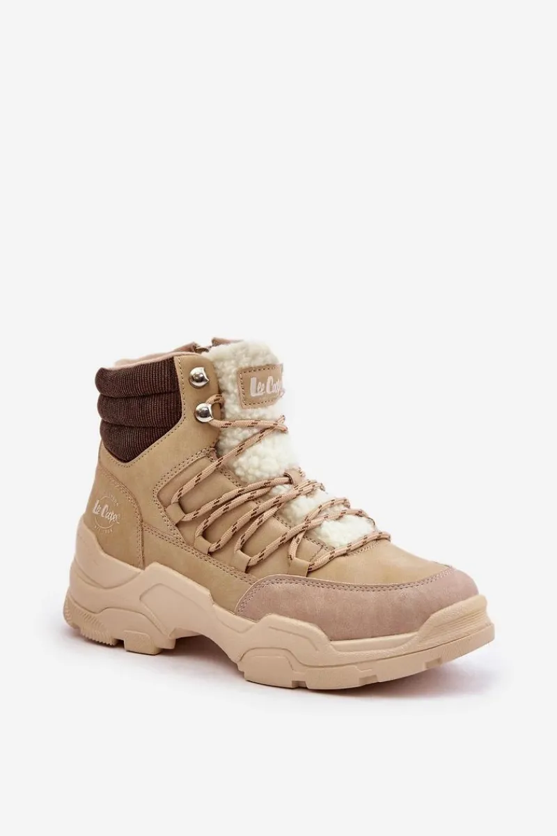 Best Ocieplane Trapery Damskie LCJ-24-03-3059L Beżowe Damskie Trekkingowe Damskie|Botki Ocieplane