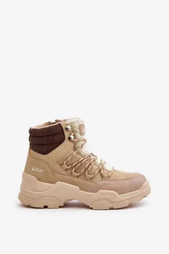 Best Ocieplane Trapery Damskie LCJ-24-03-3059L Beżowe Damskie Trekkingowe Damskie|Botki Ocieplane