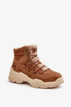 Trekkingowe Damskie|Botki Ocieplane></noscript>Lee Cooper Ocieplane Trapery Damskie LCJ-24-03-3061L Brązowe Brązowy