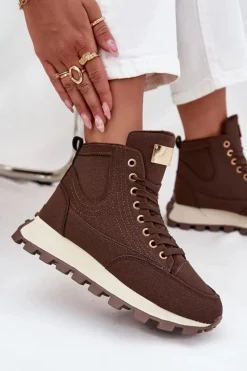 Clearance Ocieplane Trapery Damskie Na Platformie Brązowe Marivira Damskie Botki Ocieplane|Damskie Trapery