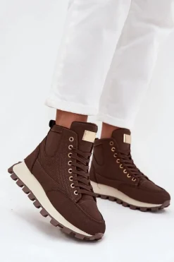 Clearance Ocieplane Trapery Damskie Na Platformie Brązowe Marivira Damskie Botki Ocieplane|Damskie Trapery