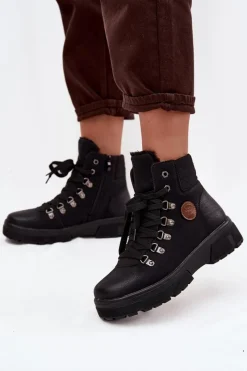 Clearance Ocieplane Trapery Damskie Na Platformie Czarne Zaraine Damskie Damskie Trapery|Botki Sznurowane