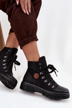 Clearance Ocieplane Trapery Damskie Na Platformie Czarne Zaraine Damskie Damskie Trapery|Botki Sznurowane