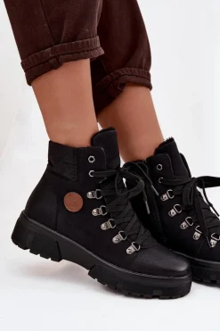 Clearance Ocieplane Trapery Damskie Na Platformie Czarne Zaraine Damskie Damskie Trapery|Botki Sznurowane