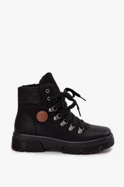 Clearance Ocieplane Trapery Damskie Na Platformie Czarne Zaraine Damskie Damskie Trapery|Botki Sznurowane