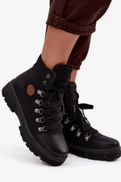 Clearance Ocieplane Trapery Damskie Na Platformie Czarne Zaraine Damskie Damskie Trapery|Botki Sznurowane