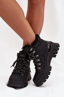 Trekkingowe Damskie|Botki Ocieplane></noscript>Lee Cooper Ocieplane Trapery Damskie LCJ-25-31-3911 Czarne Czarny