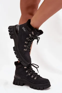 Trekkingowe Damskie|Botki Ocieplane></noscript>Lee Cooper Ocieplane Trapery Damskie LCJ-25-31-3911 Czarne Czarny